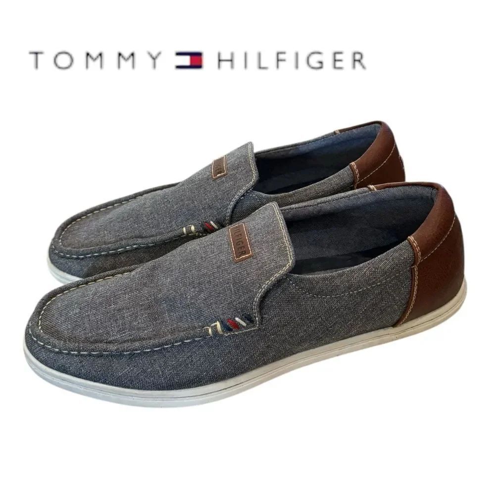 Tommy Hilfiger Men's Carlid Slip-on Blue Linen Loafers 13